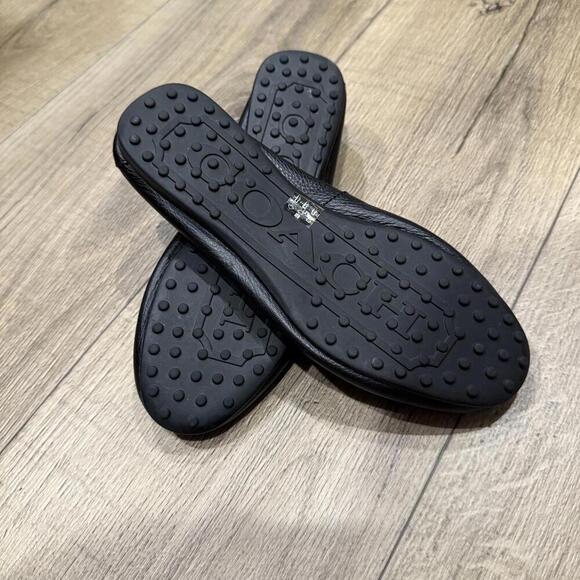 Coach Fredrica Black Leather Flats - Size 6.5 - Picture 3 of 3